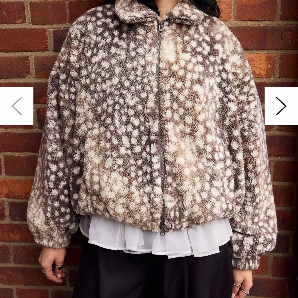 UO Deer Print Fleece Jacket